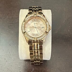 Guess Women's Gold Watch with Crystal Detailing